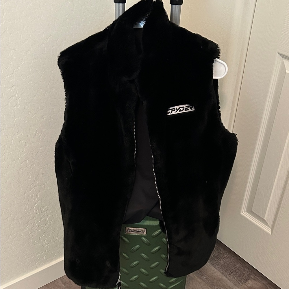 Spyder Jet Black Faux Fur Vest
